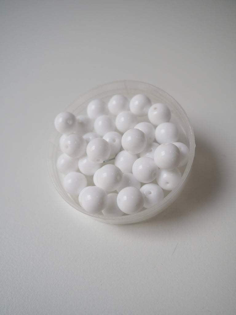 White Glass Beads 10mm