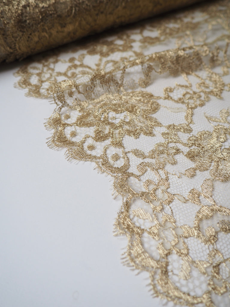Golden Rose Scalloped Lurex Lace