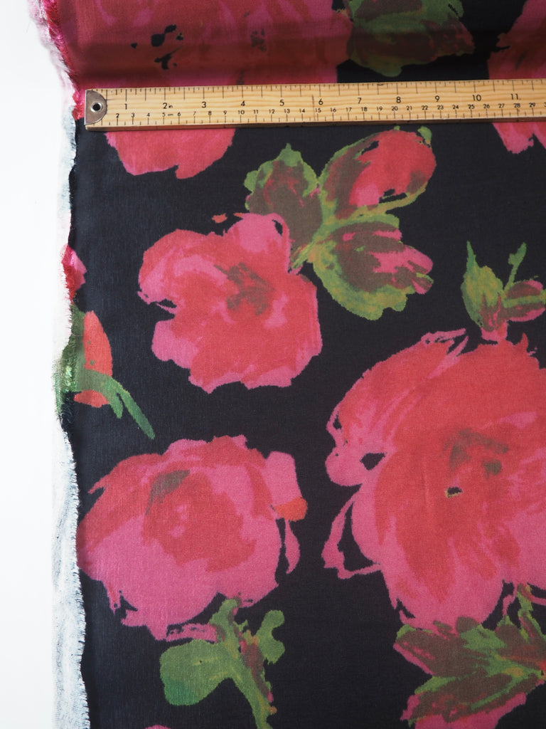 Pink Red Floral Sateen