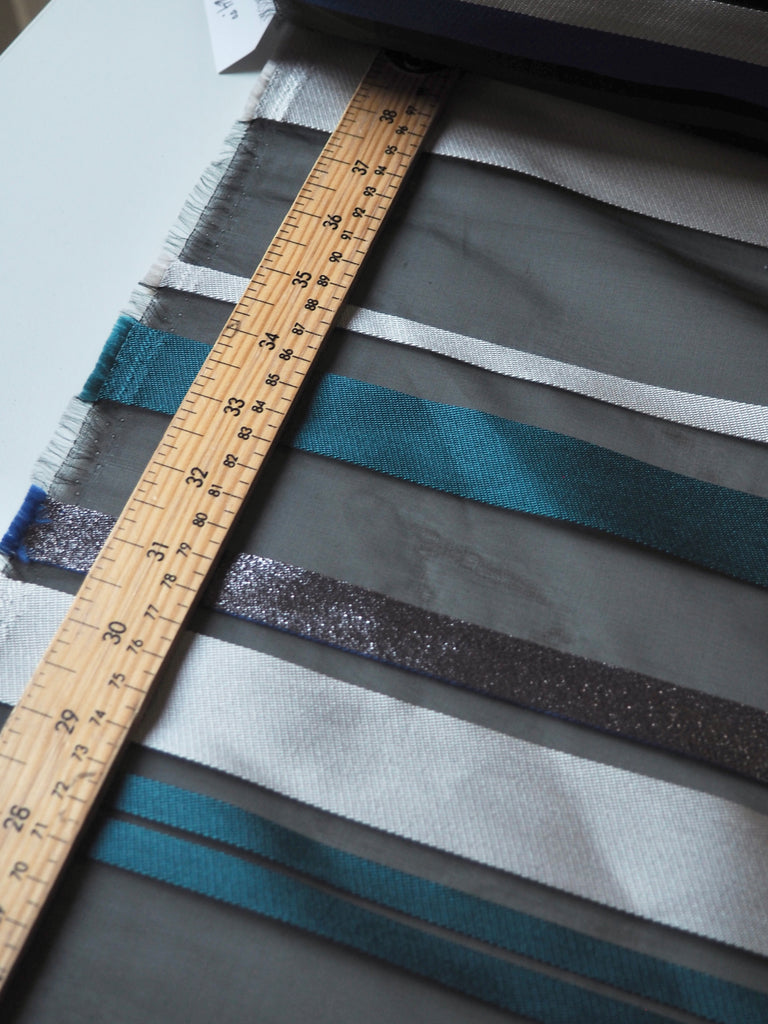 Blue Stripe Organza Jacquard