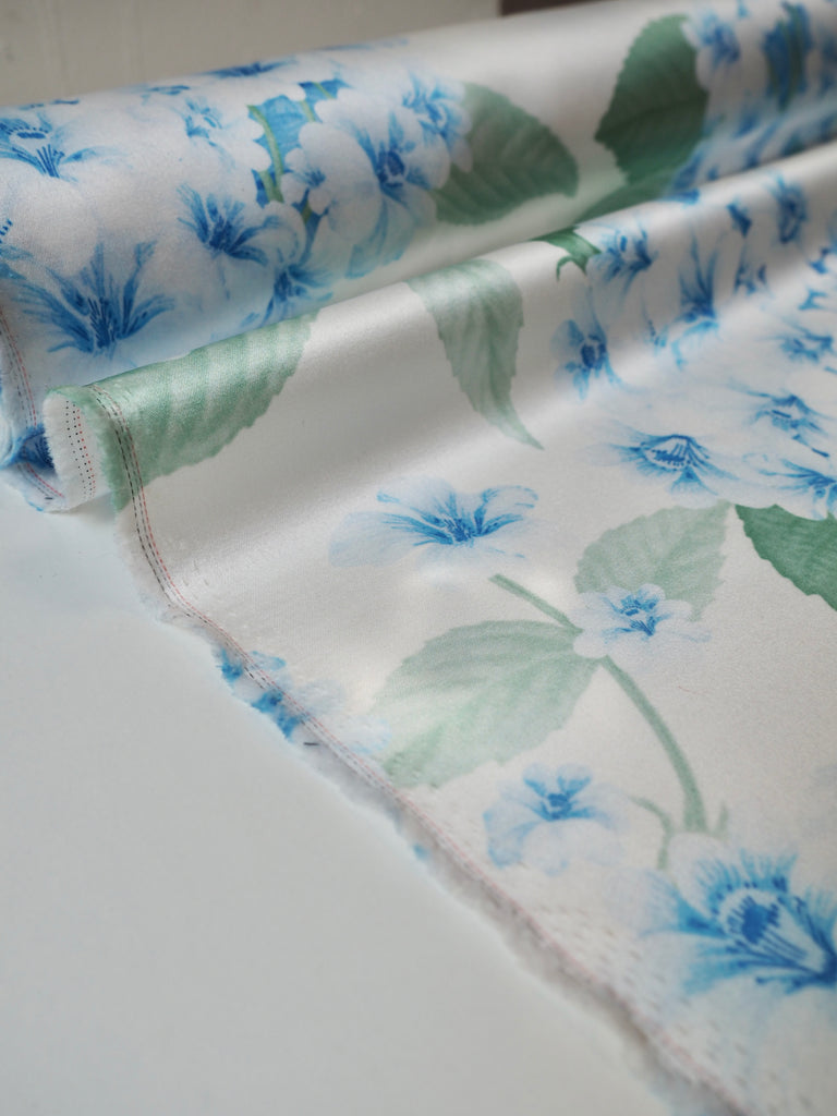 Pale Blue Blossom Satin