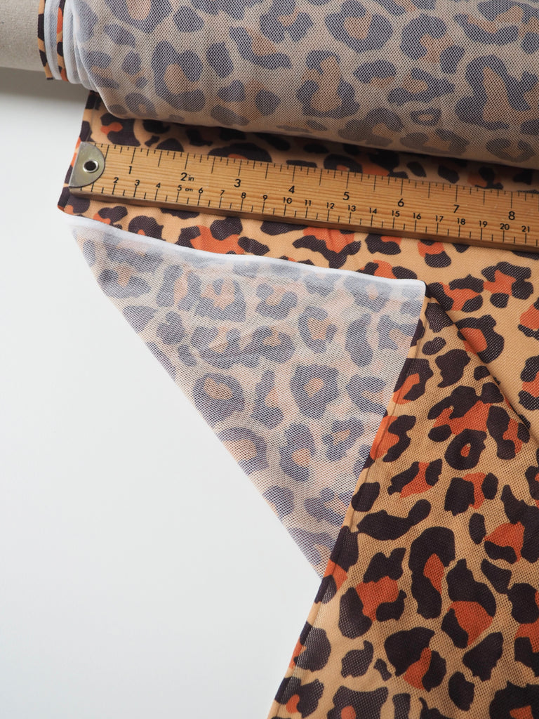 Orange Leopard Stretch Mesh