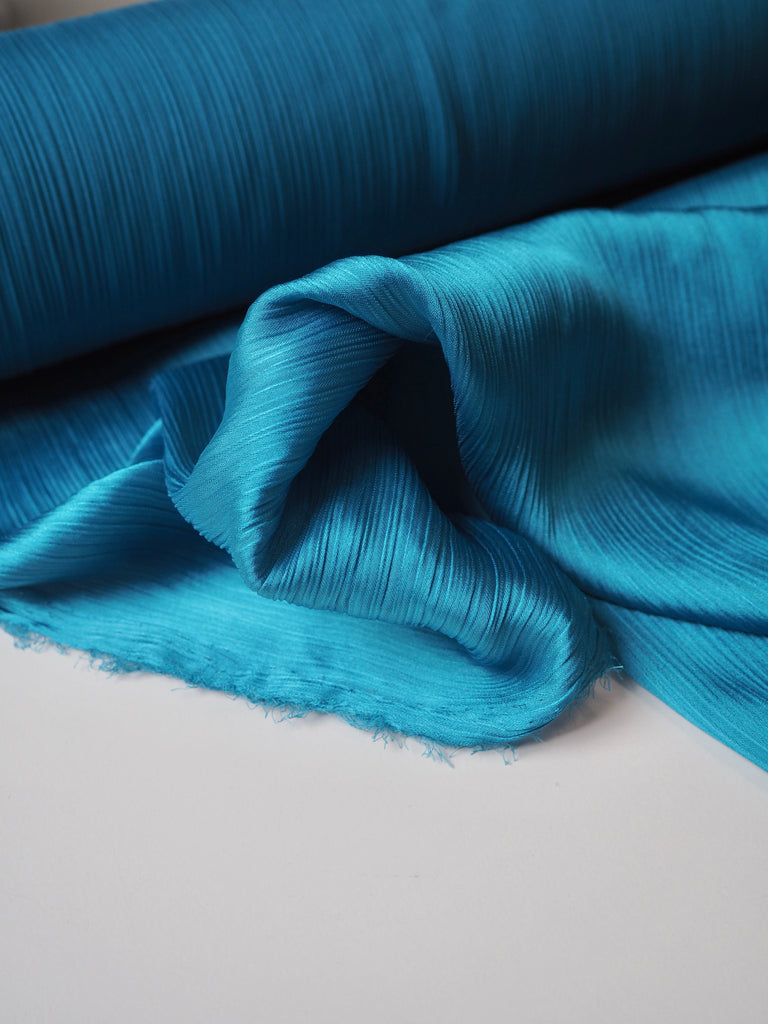 River Blue Crinkle Satin Chiffon