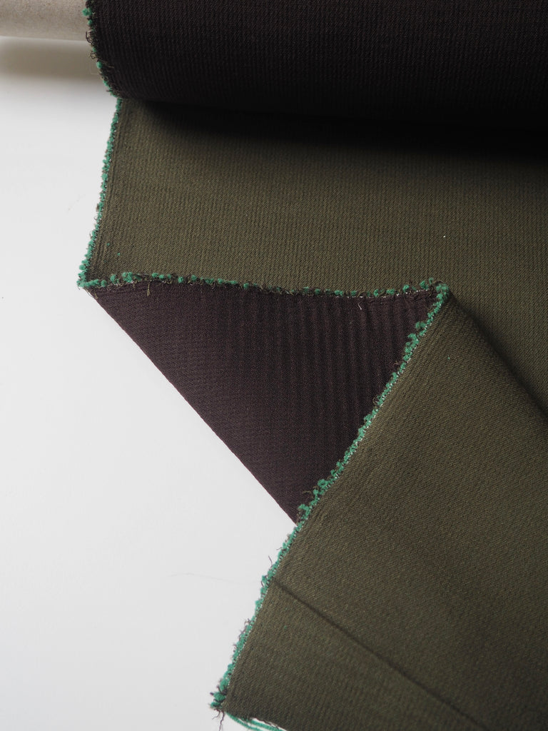 Olive + Brown Double Cotton Crepe
