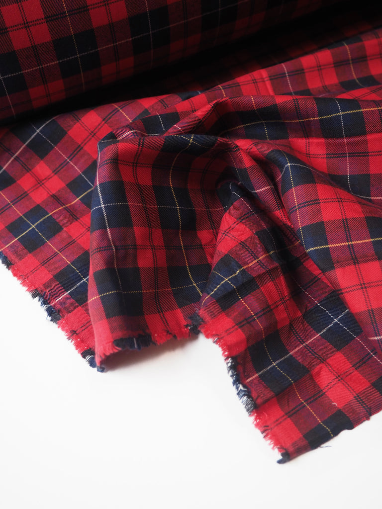 Red + Blue Check Cotton Twill