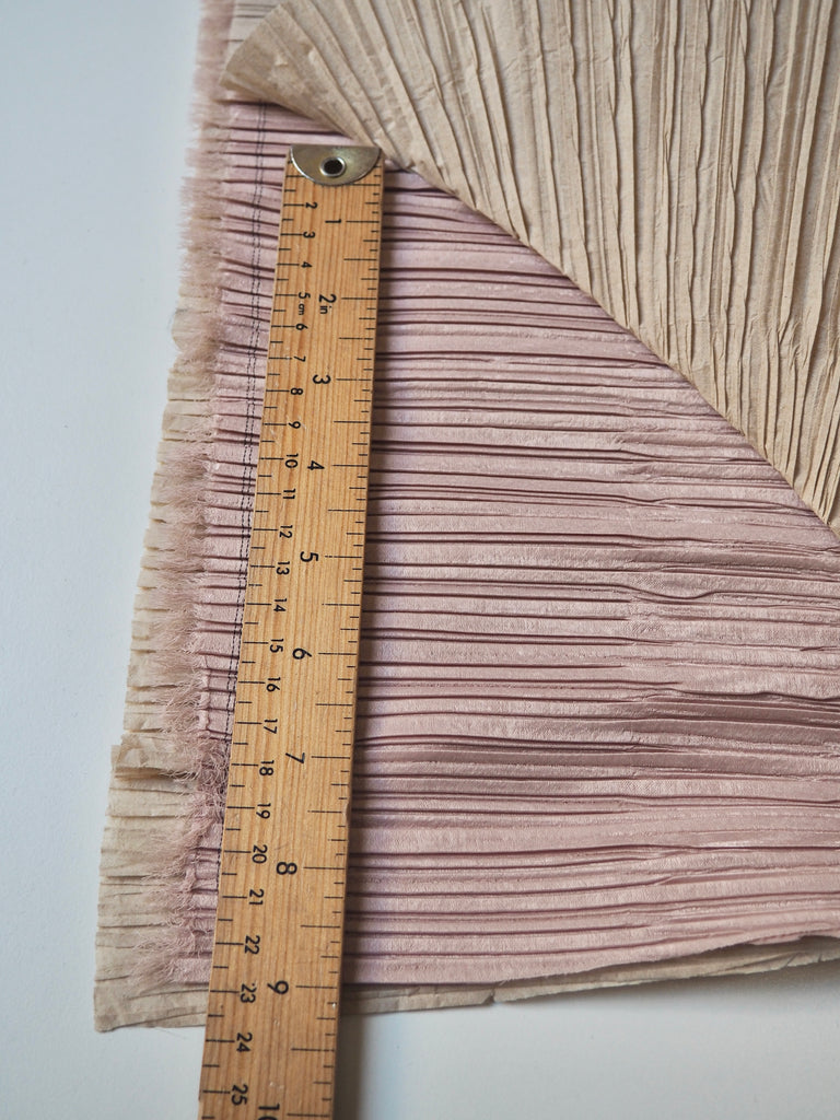 Blush Beige Plissé Pleated Satin