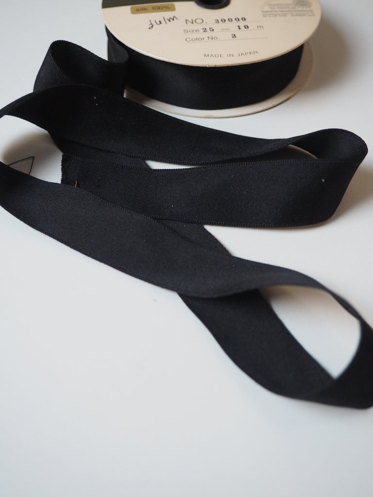 Black Silk Matte Satin Ribbon 25mm