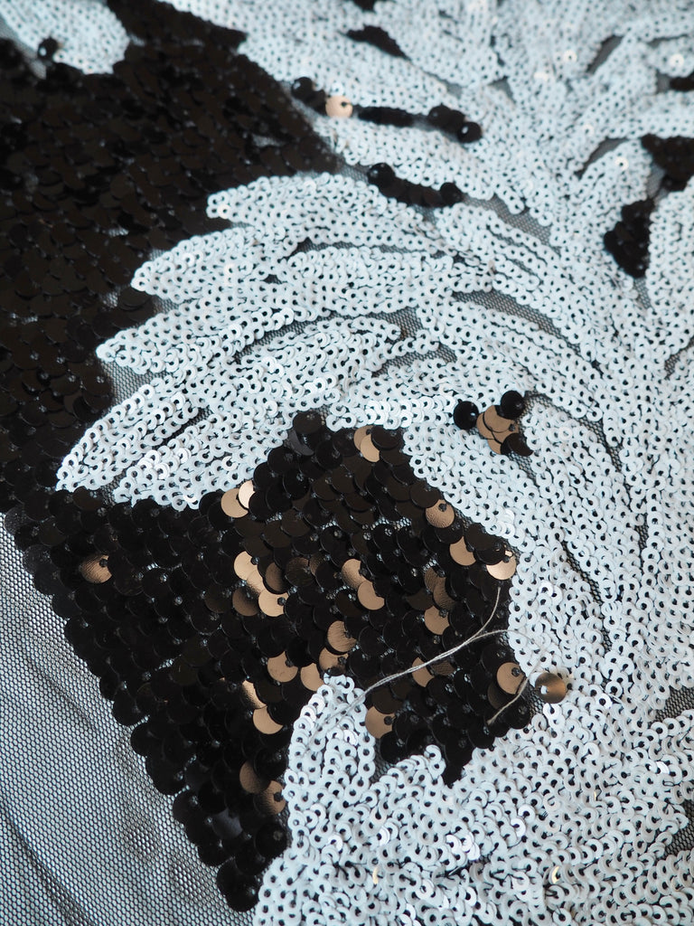 Black + White Vine Sequin Tulle