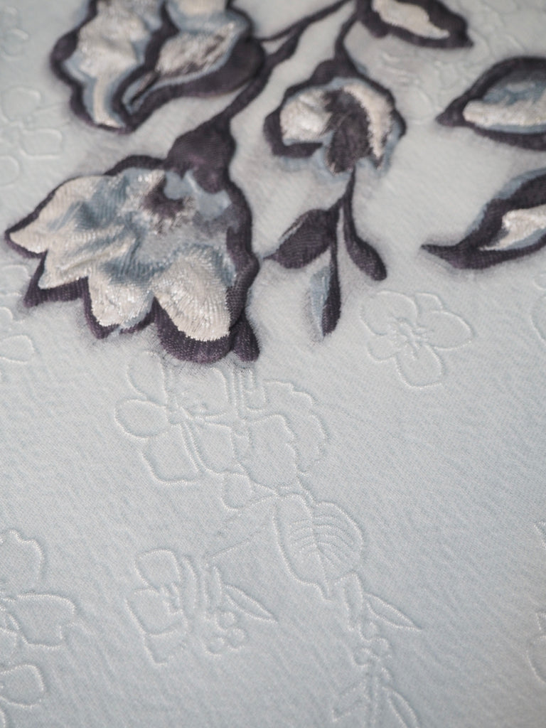 Blue Blossom Panelled Silk Cloqué