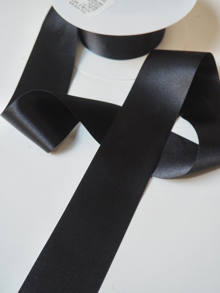 Black Double-Faced Satin Ribbon 50mm