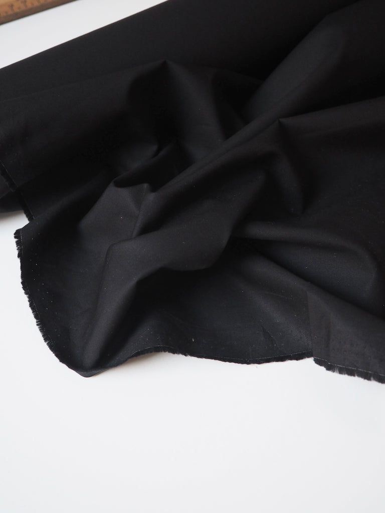 Black Lightweight Sateen Cotton Poplin