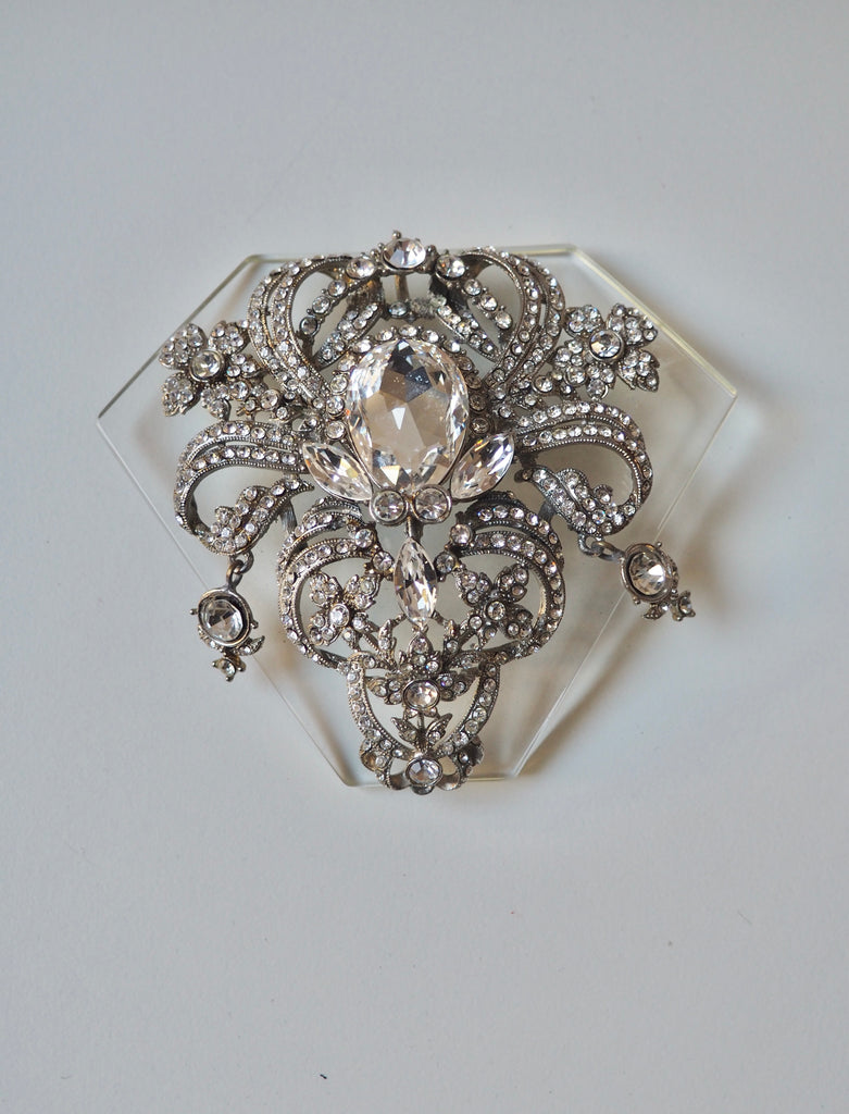 Silver Crystal Clear Brooches