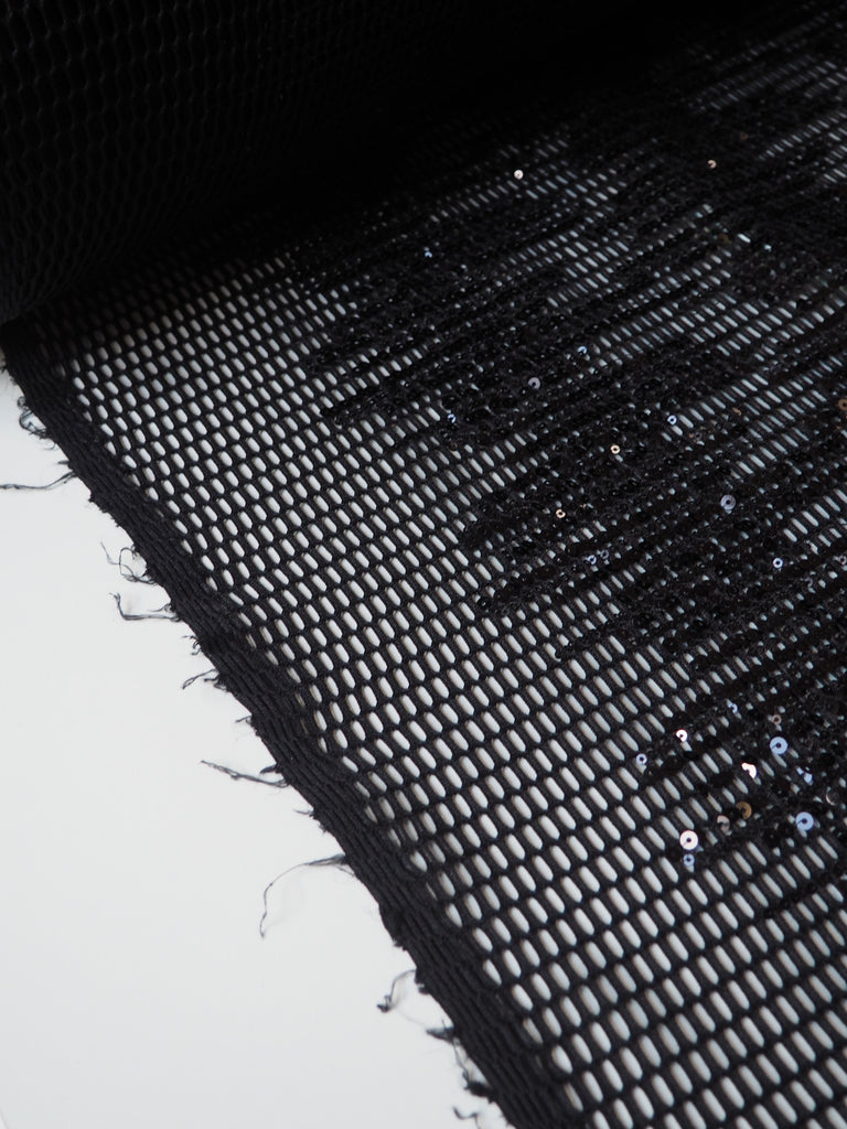 Black Sequin Honeycomb Mesh