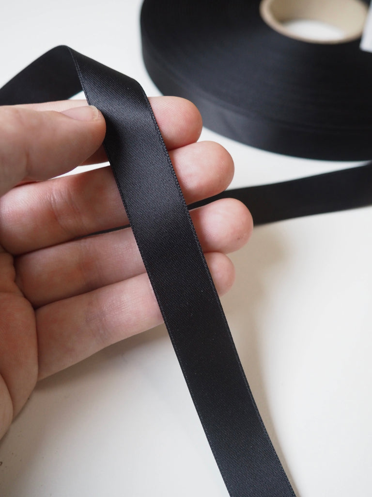 Black Double-Faced Satin Ribbon 15mm