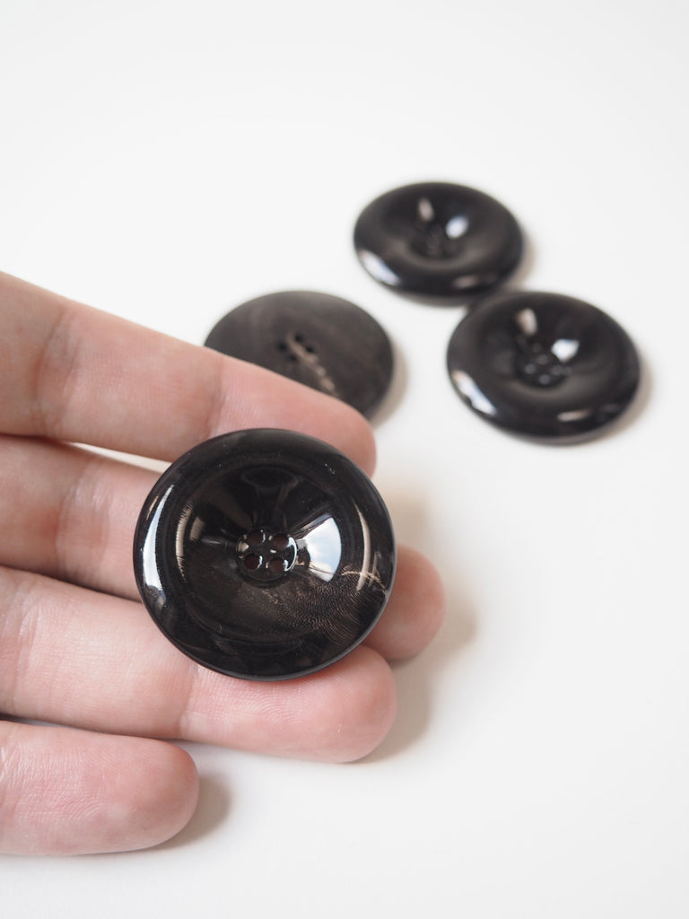 Dark Brown Shiny Horn Buttons 34mm