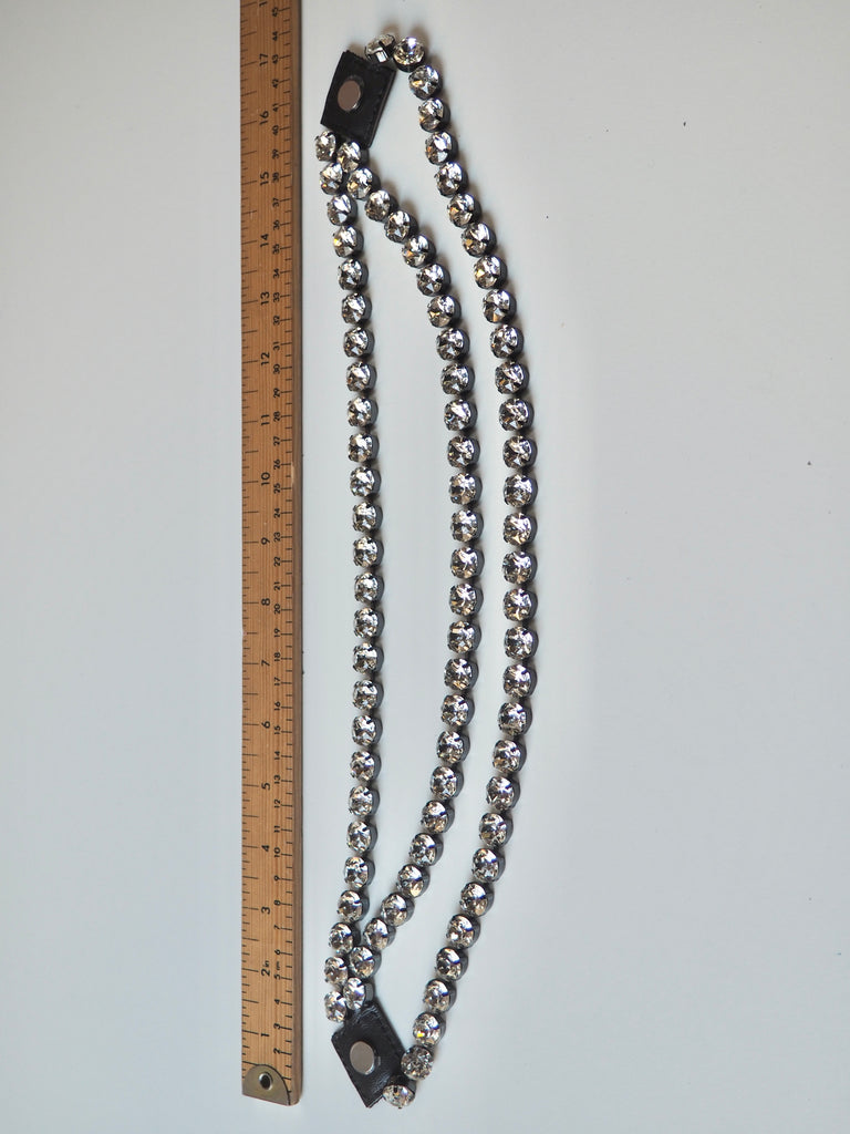 Crystal + Black Leather 3 Strand Accessory