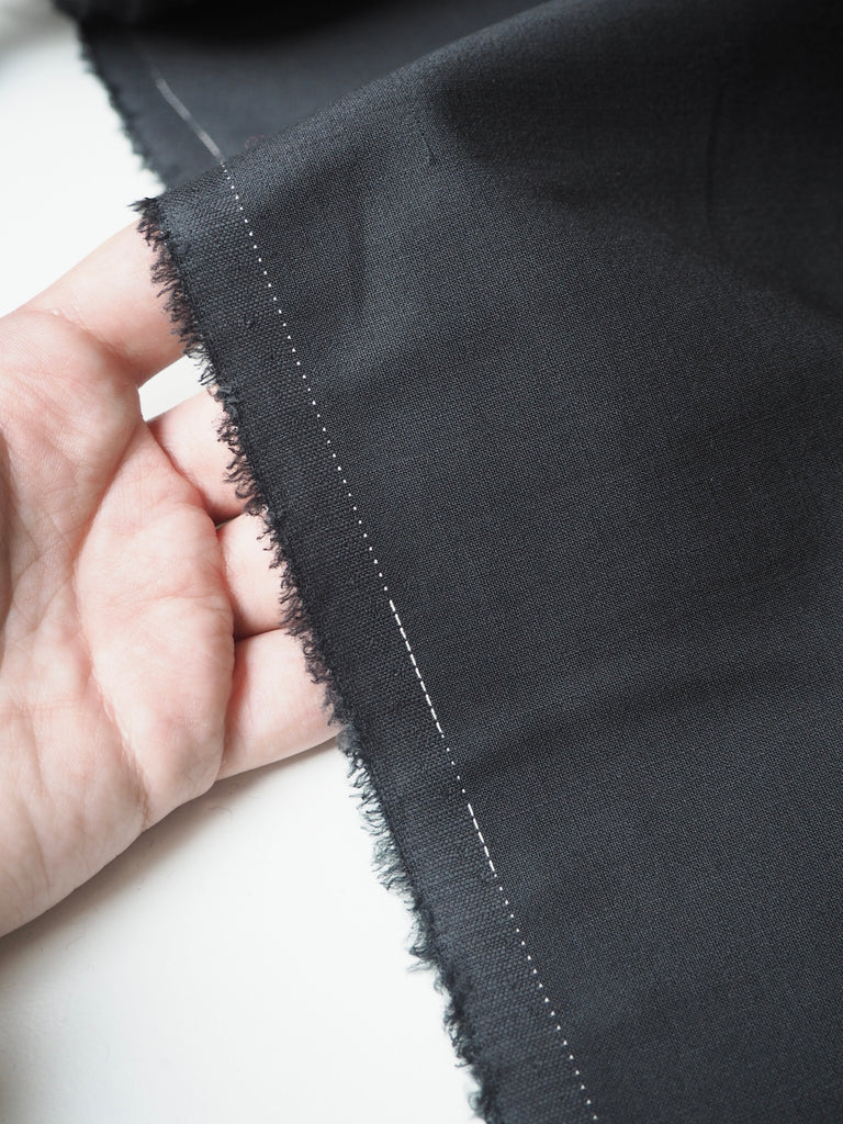 Charcoal Sateen Wool Blend Suiting