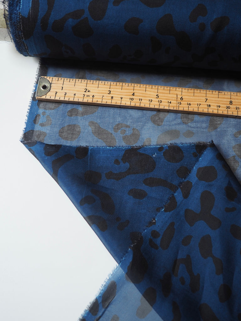 Deep Blue Animal Print Silk Chiffon