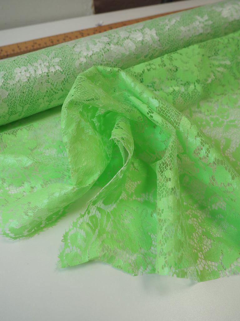 Lime Coated Floral Scallop Lace