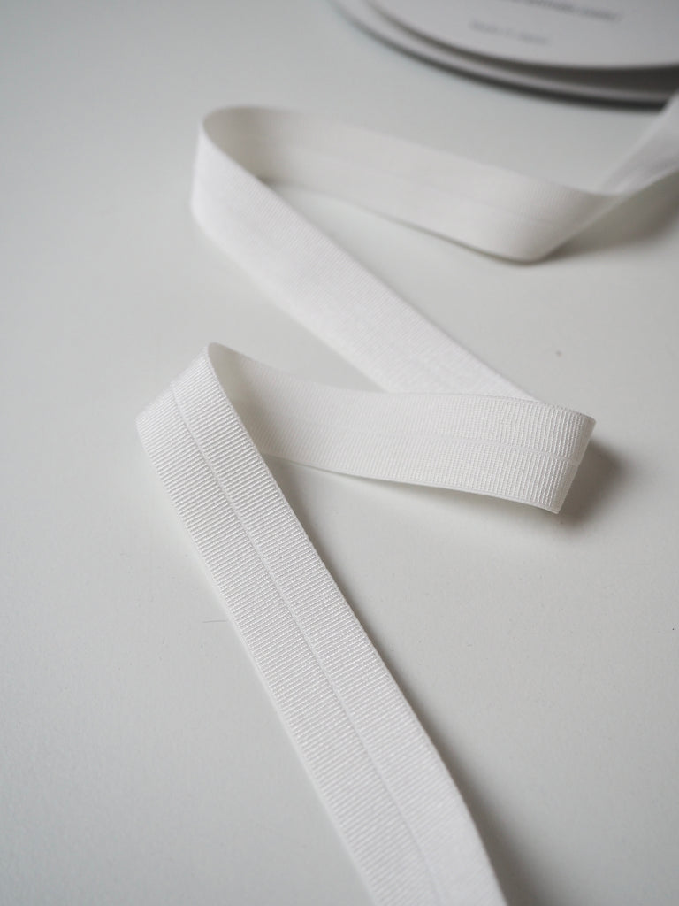 Shindo White Grosgrain Fold-Over Elastic 18mm