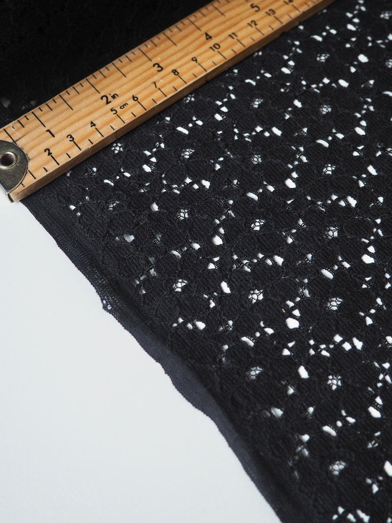 Black Corded Flower Cotton Lace