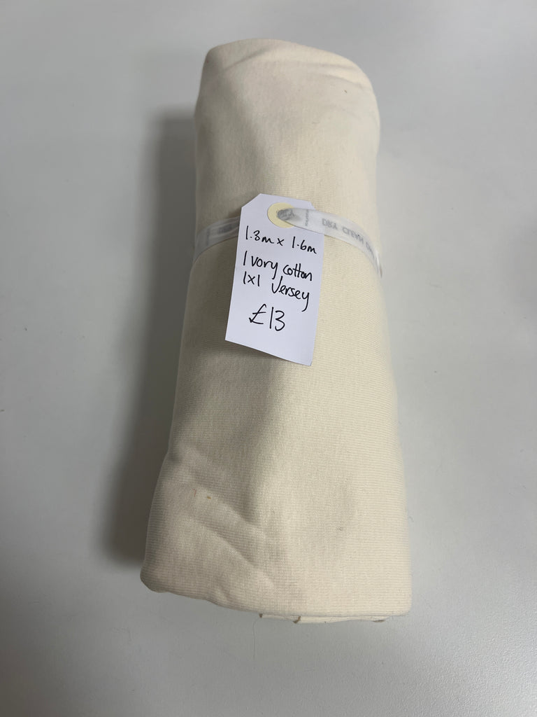 Ivory Cotton 1x1 Rive Jersey Remnant