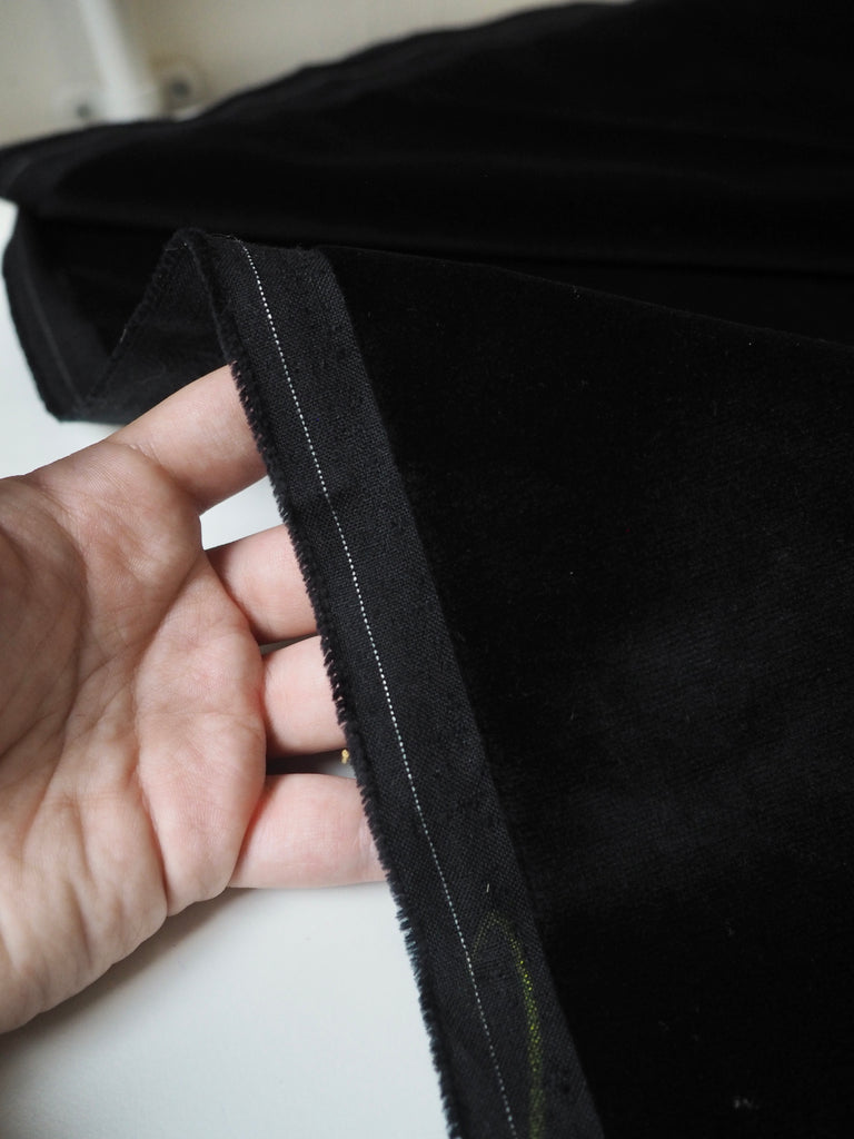 Jet Black Cotton Velvet