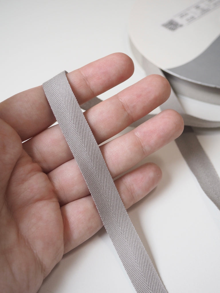 Shindo Light Grey Herringbone Cotton Tape 12mm