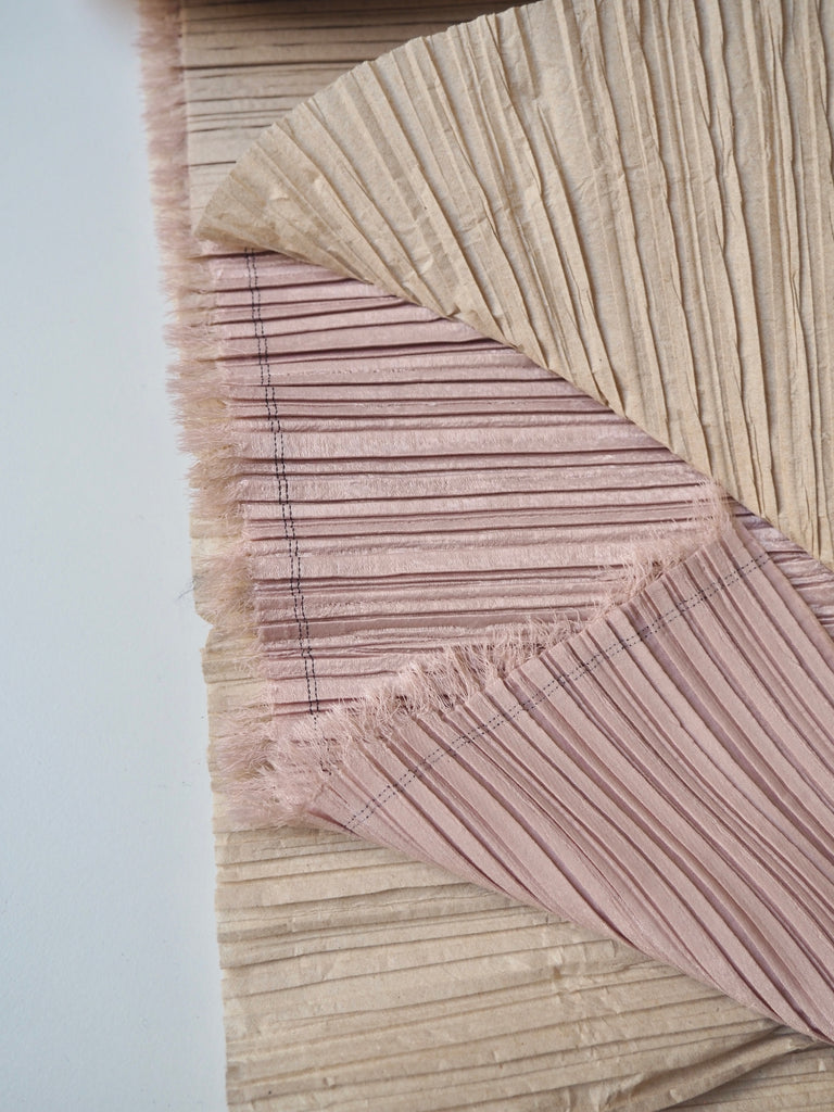 Blush Beige Plissé Pleated Satin