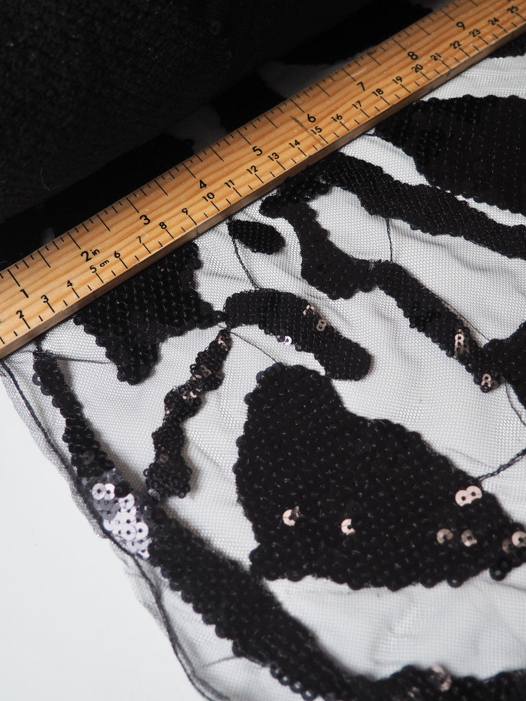 Black Abstract Sequin Tulle