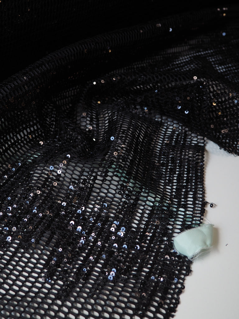 Black Sequin Honeycomb Mesh