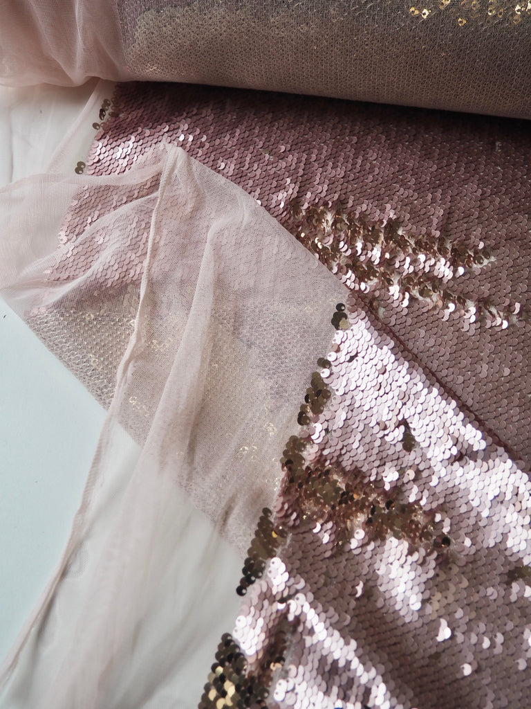Pink + Rose Gold Mermaid Sequin Tulle