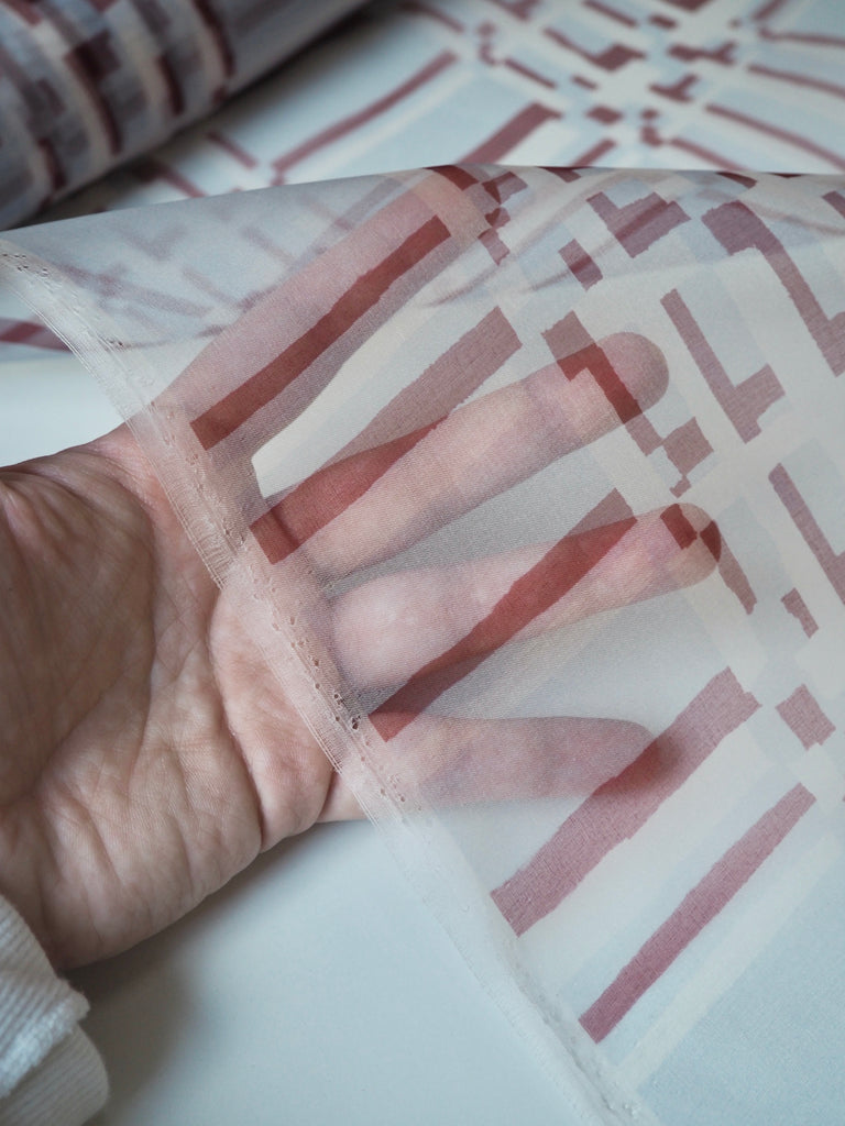 Painted Grid Silk Organza
