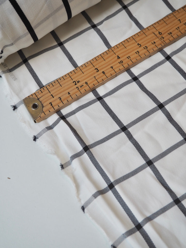 B+W Check + Stripe Crepe-Back Satin