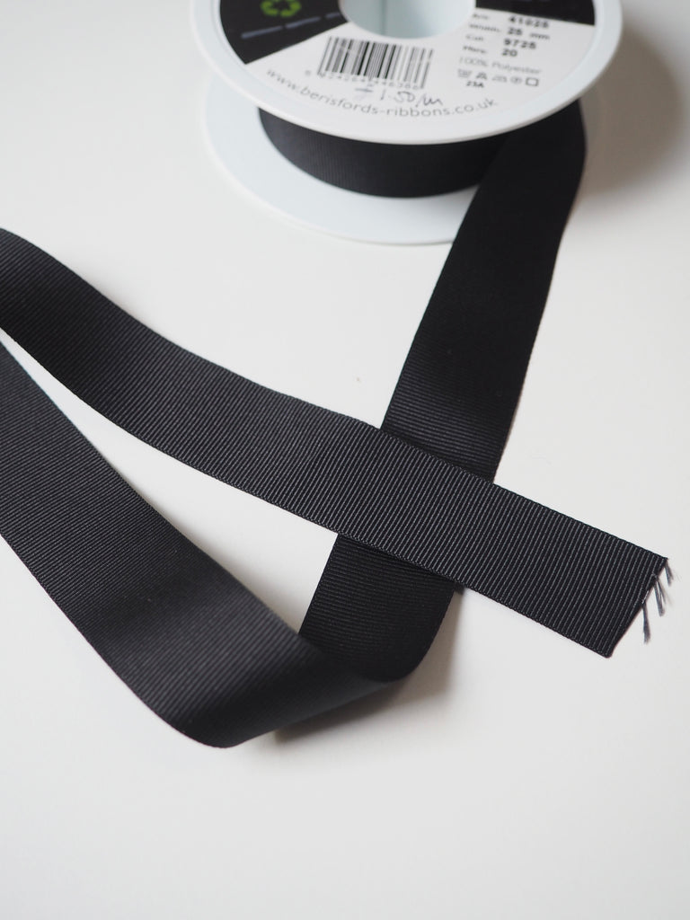 Berisfords Black Grosgrain Ribbon 25mm