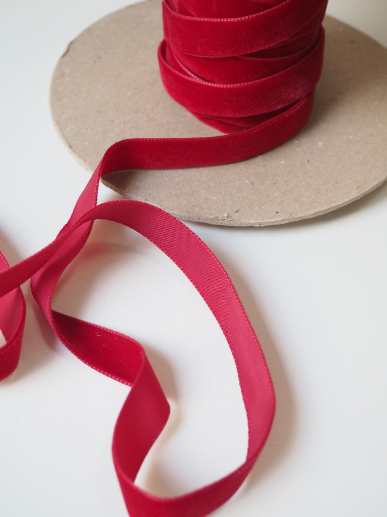 Berisfords Raspberry Red Velvet Ribbon 16mm