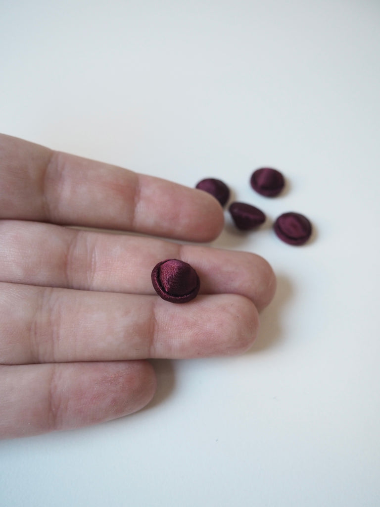 Burgundy Silk Satin Fabric Covered Buttons 12mm