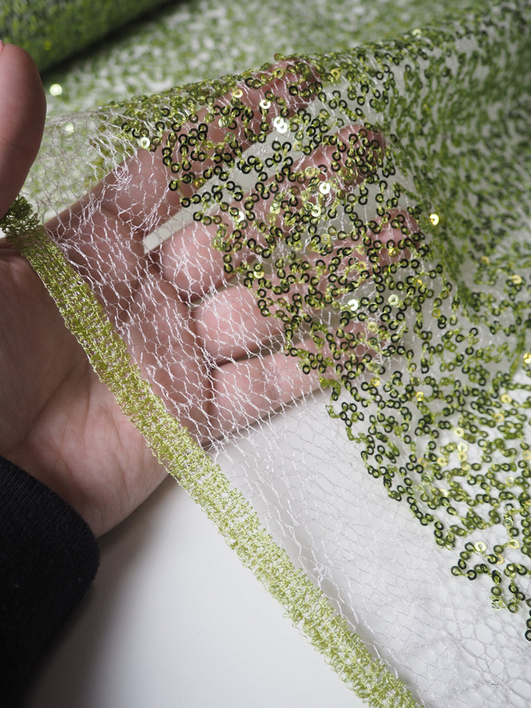 Lime Sequined Netting