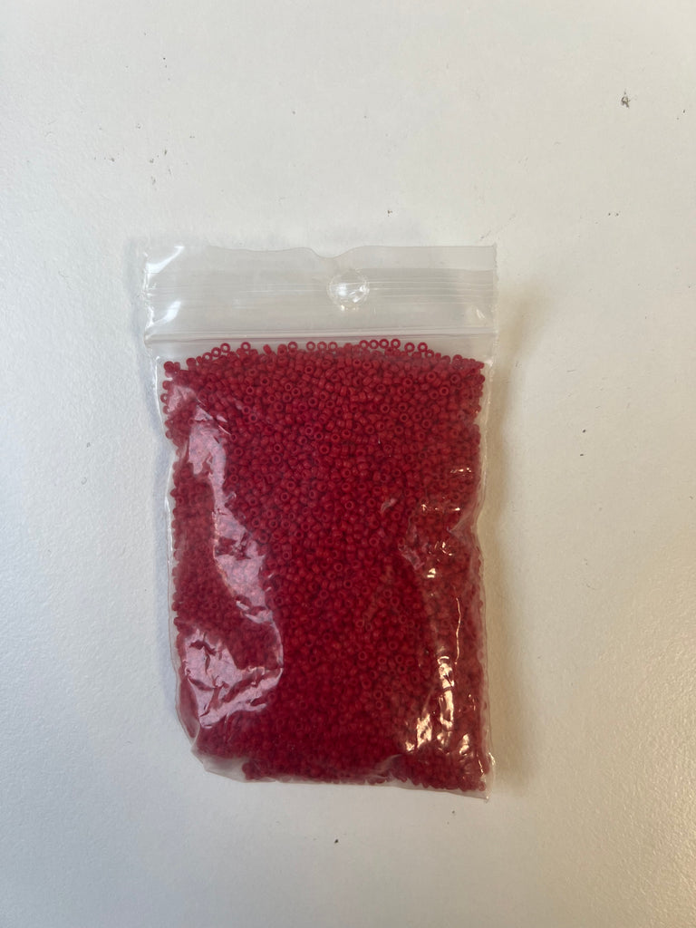 Small Red Seed Beads 39g