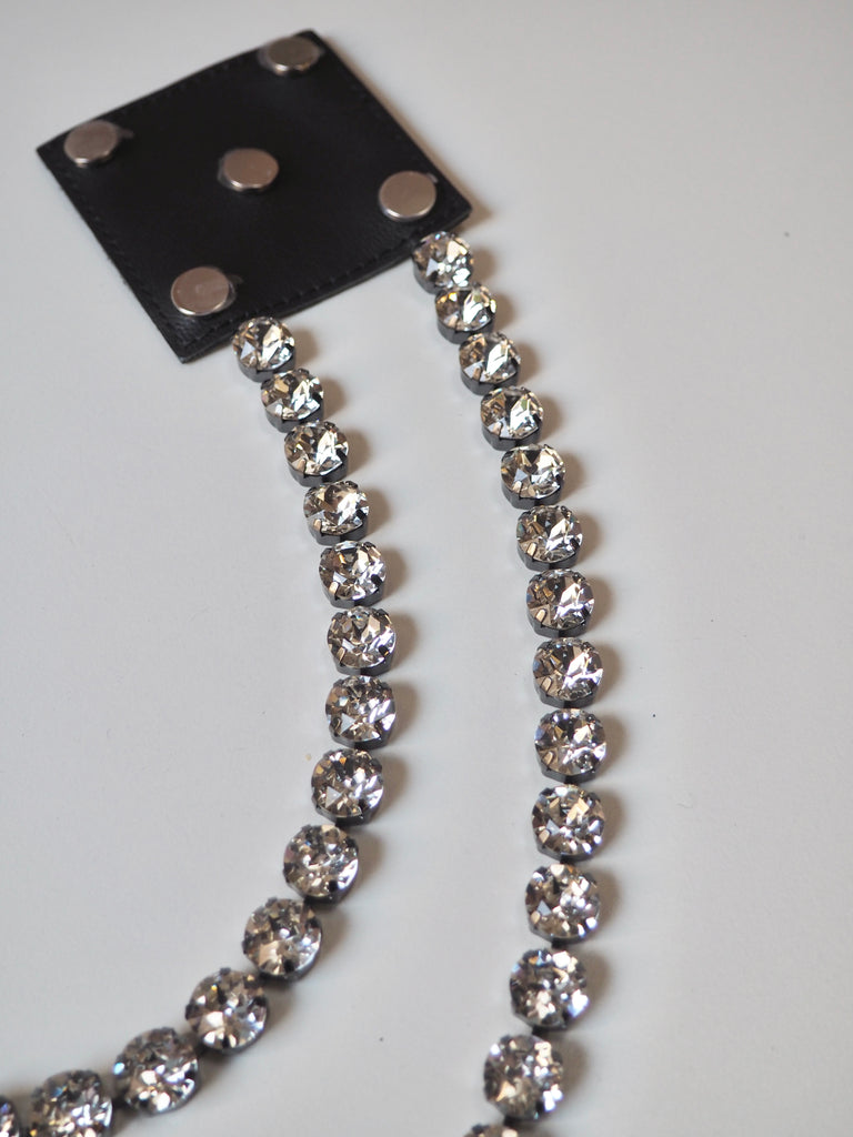 Crystal + Black Leather 2 Strand Accessory