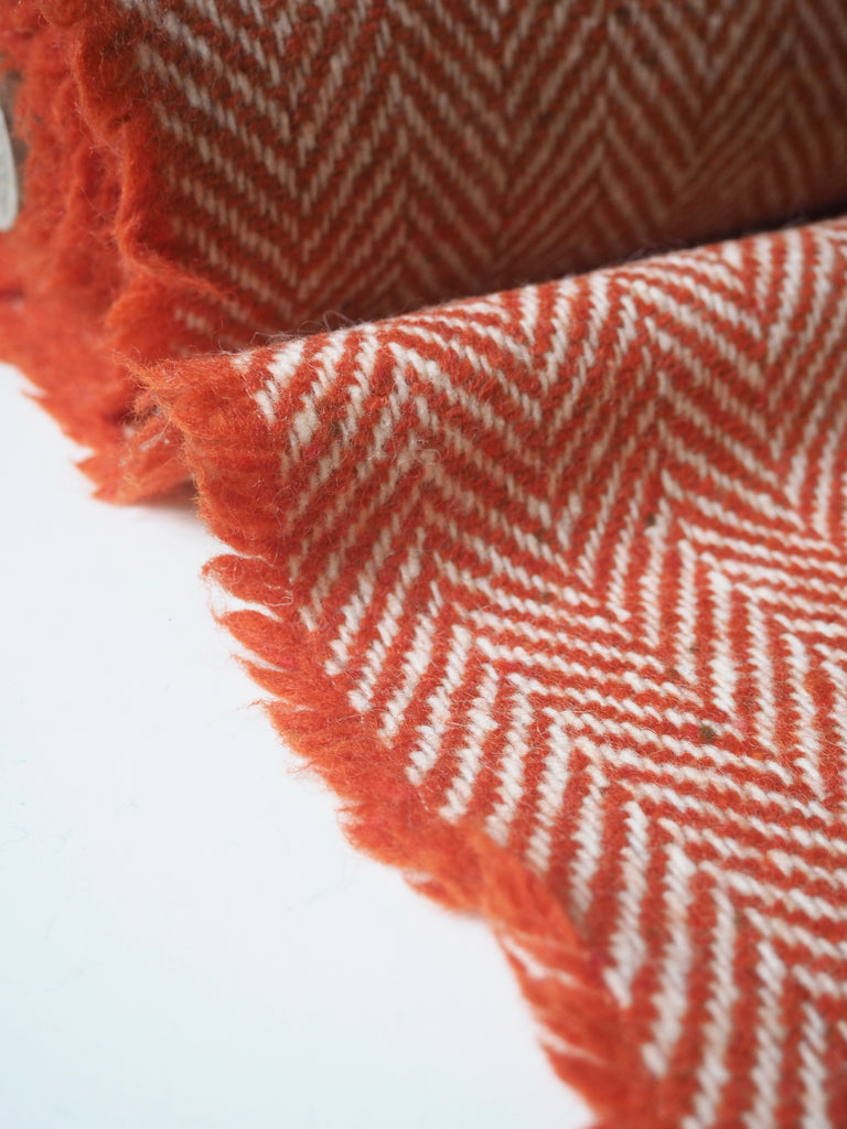 Orange Herringbone Wool Coating