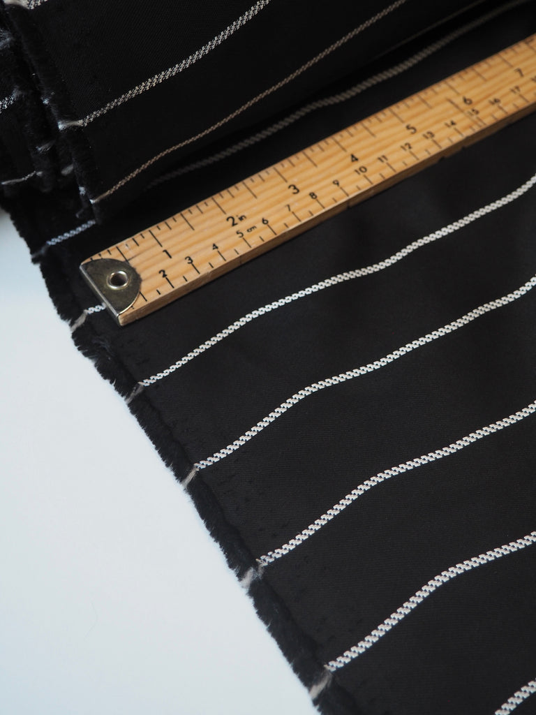 Black Braided Stripe Viscose Satin