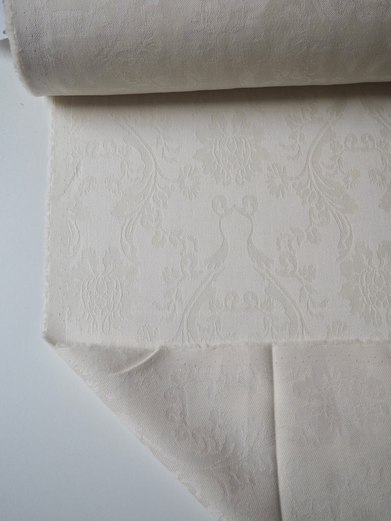 Ivory Damask Wool + Cotton Jacquard