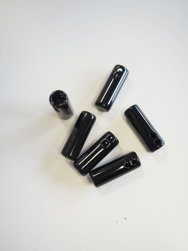 Black Branded Cord Ends 20mm