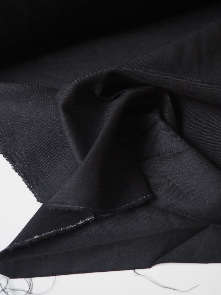 Dark Charcoal Wool Cashmere Sateen Twill