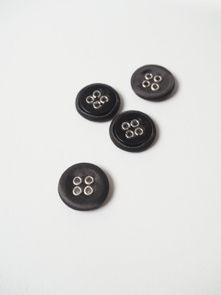Dark Grey Satin Fabric Covered Buttons 18mm