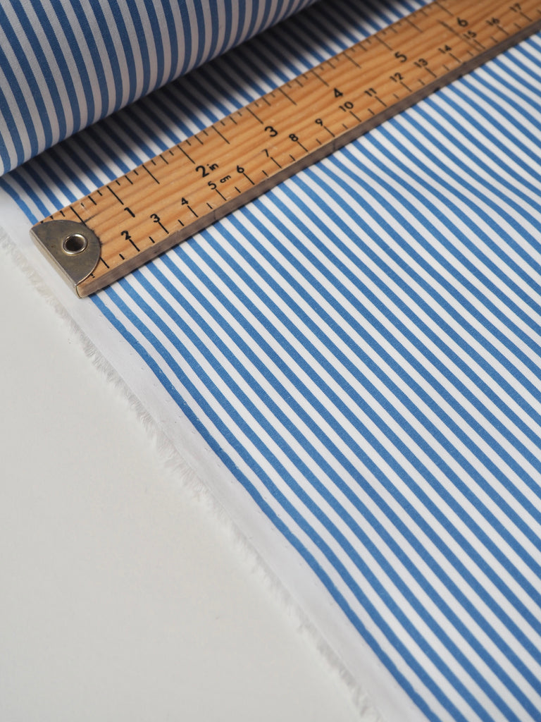 Blue Stripe Light Cotton Poplin