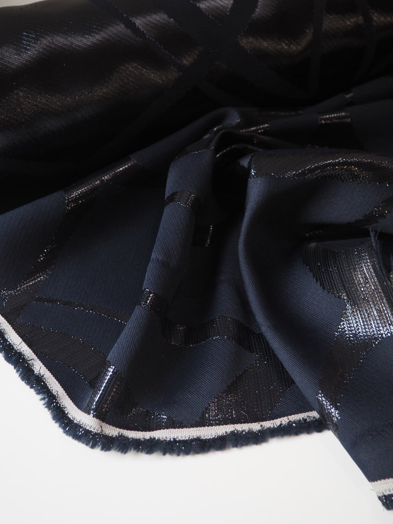 Midnight Swirl Metallic Jacquard