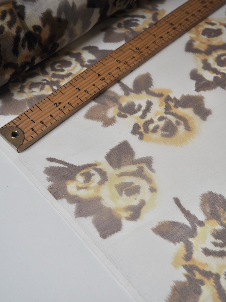 Yellow + Brown Moiré Rose Silk Organza