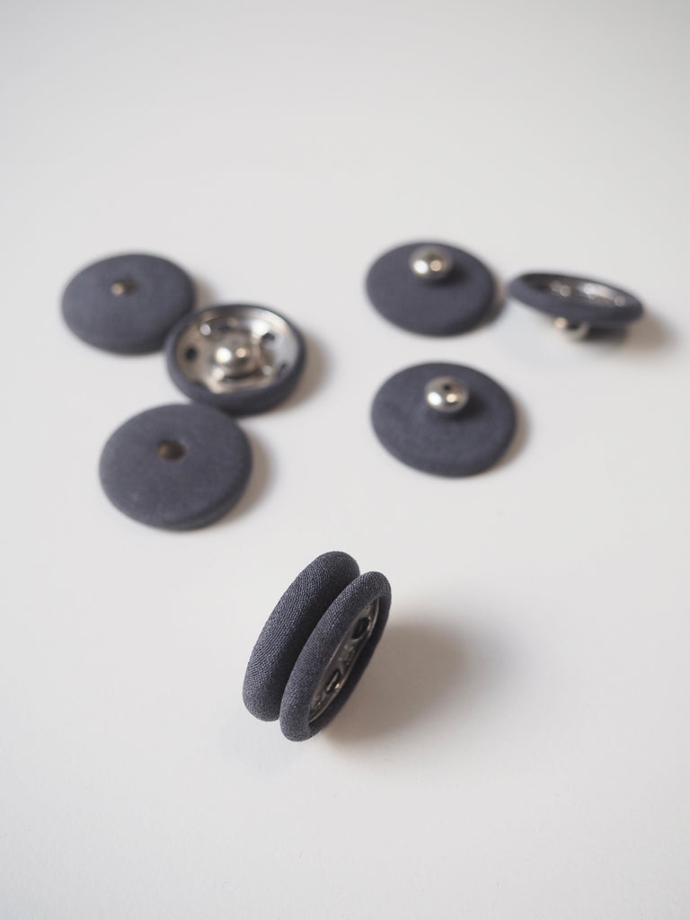 Dark Grey Fabric Covered Press Studs 23mm